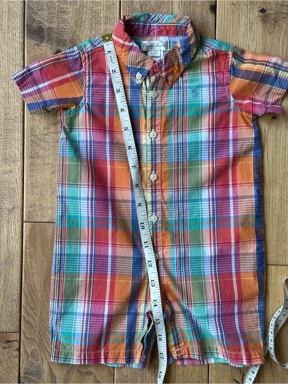 Ralph Lauren Plaid Cotton Button Down Shortall size 6 Months